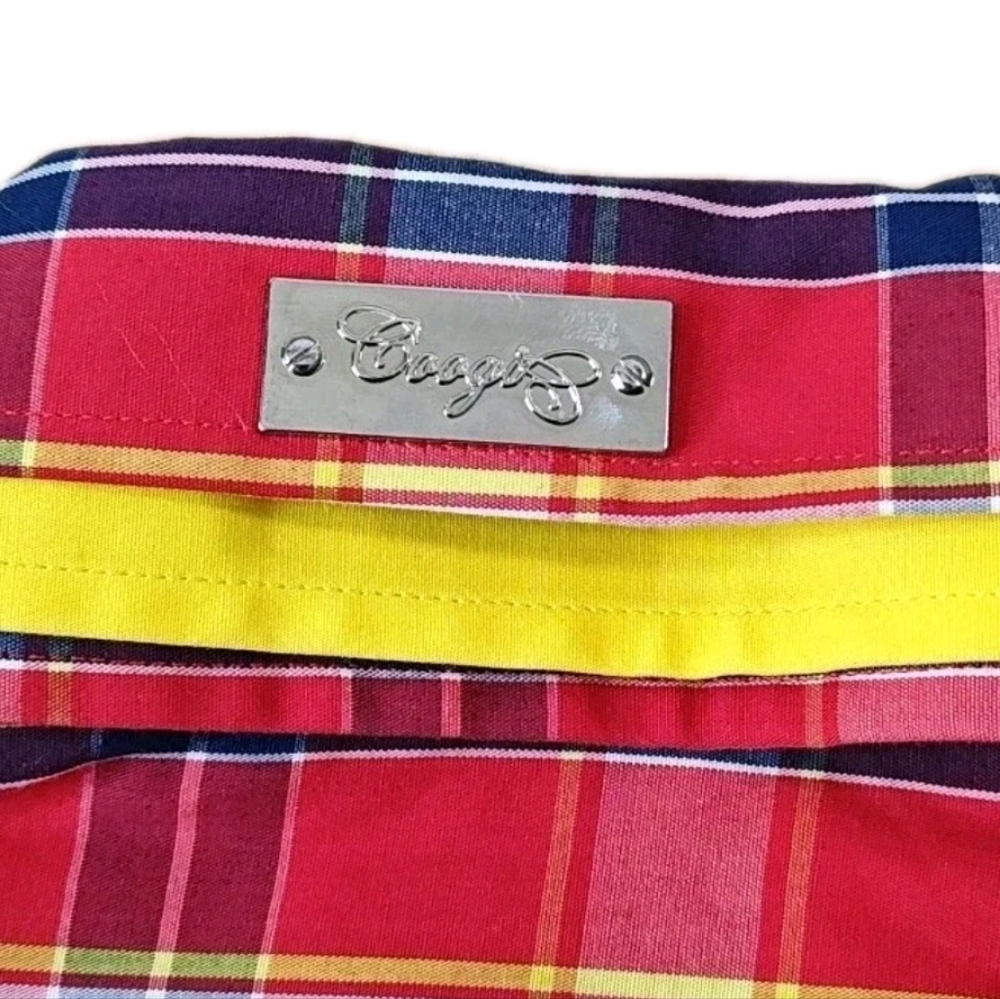 Coogi Luxe Flip Cuffs Dress Shirt 4X Red Patriot Plaid Heritage 90s Hip Hop Y2K - Picture 7 of 12